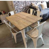 Cheap Wooden Top Iron Metal Frame Restaurant Furniture Dinning Room Dining Table Designs