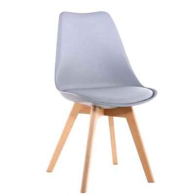 Comfortable dining chair design plastic tulip chair with wooden legs