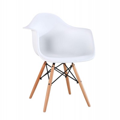 High Quality Used Plastic Wood Leg Armchair Dining Room Chair / Wood Plastic Chairs With Wood Legs