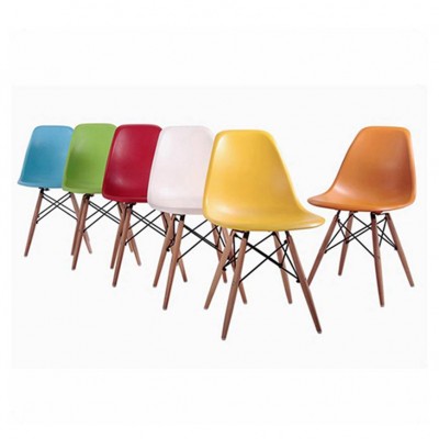 Wholesale Modern Retro Dining Room Furniture Indoor Pp Shell Molded Dinner Plastic Chairs With Wooden Legs