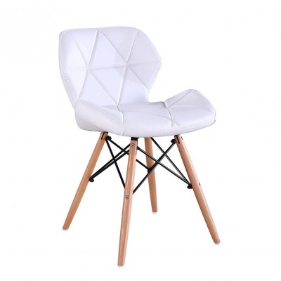 New Design Leisure Dining Butterfly Synthetic Leather Chair With Wood Legs